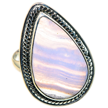 Blue Lace Agate Rings handcrafted by Ana Silver Co - RING91235