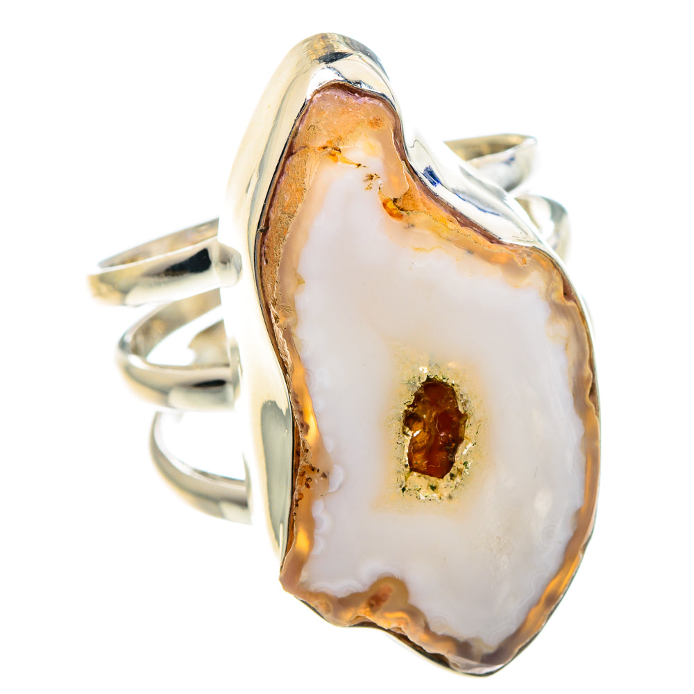 White Geode Slice Rings handcrafted by Ana Silver Co - RING91238