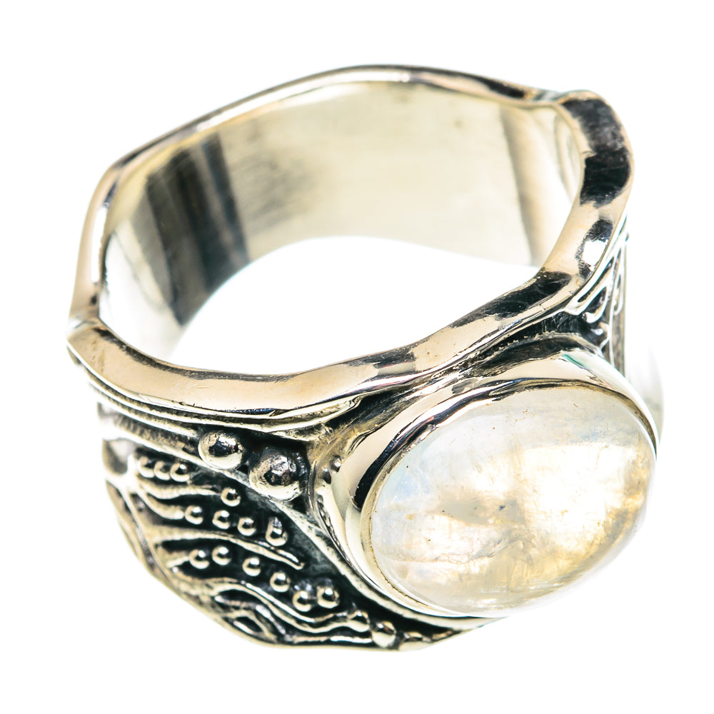 Rainbow Moonstone Rings handcrafted by Ana Silver Co - RING91288