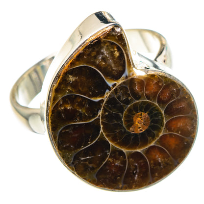 Ammonite Fossil Rings handcrafted by Ana Silver Co - RING91304