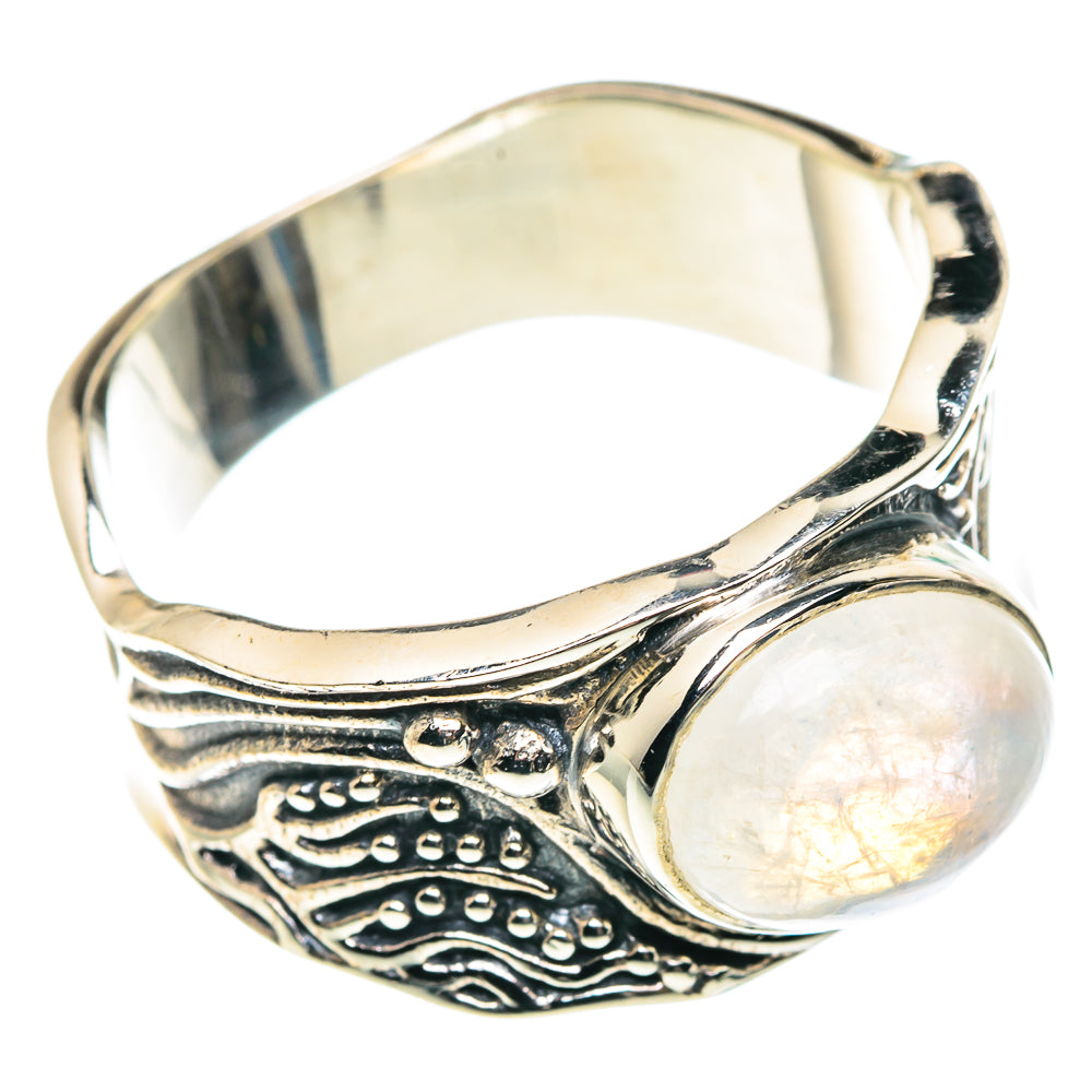 Rainbow Moonstone Rings handcrafted by Ana Silver Co - RING91443