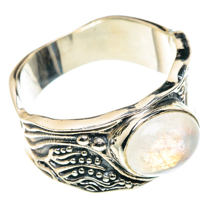 Rainbow Moonstone Rings handcrafted by Ana Silver Co - RING91443
