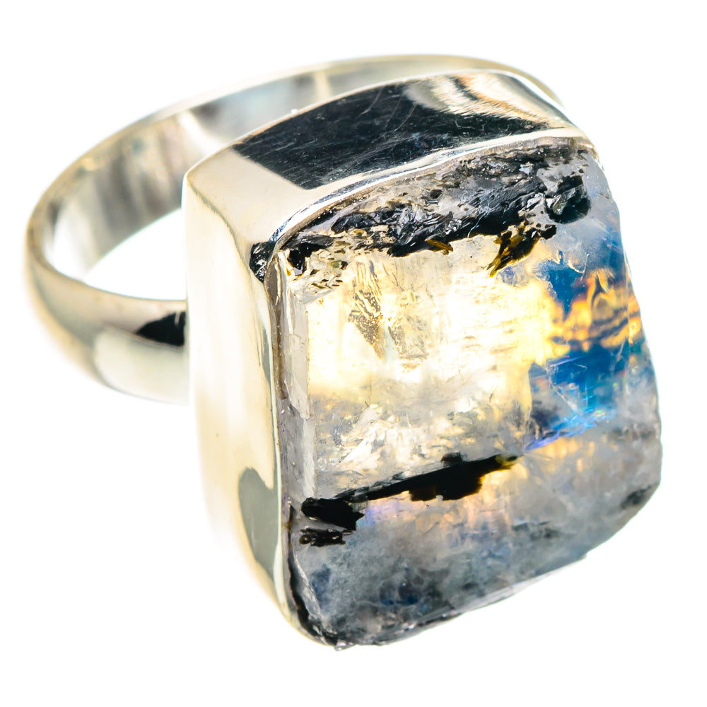 Rainbow Moonstone Rings handcrafted by Ana Silver Co - RING91444
