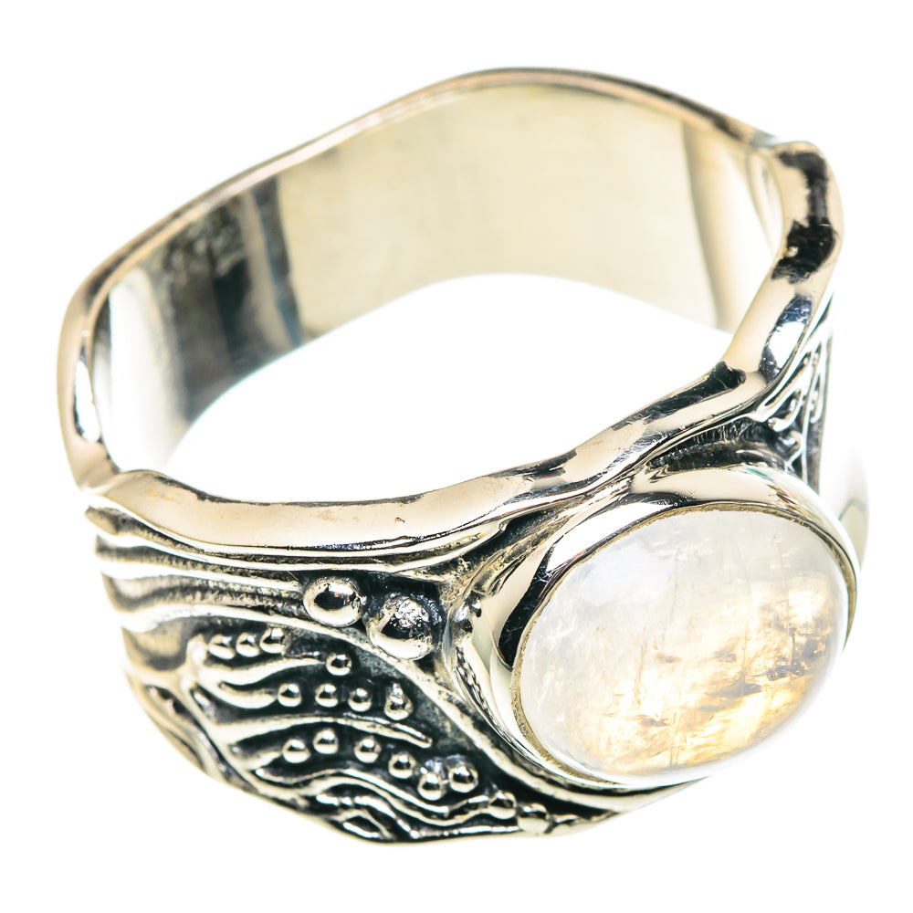 Rainbow Moonstone Rings handcrafted by Ana Silver Co - RING91489