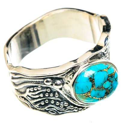 Blue Copper Composite Turquoise Rings handcrafted by Ana Silver Co - RING91508
