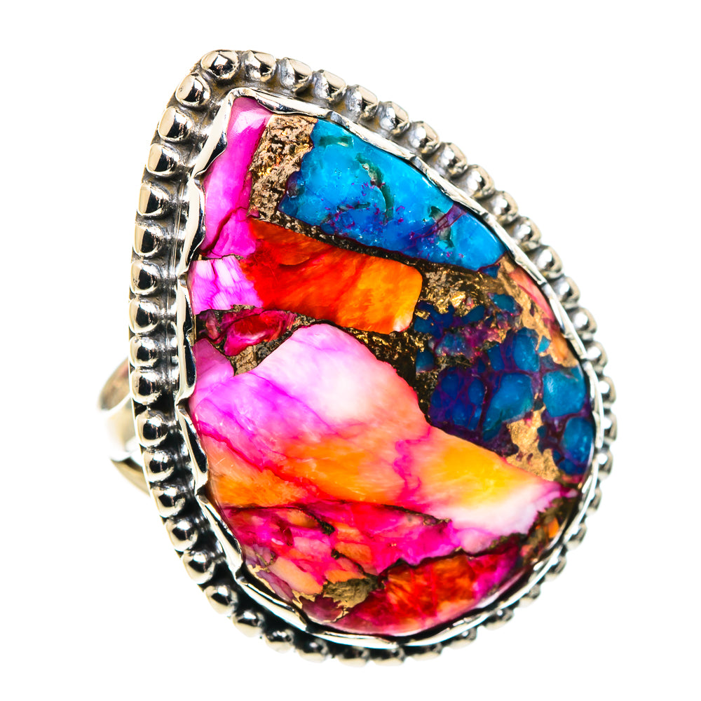 Purple Pink Copper Composite Turquoise Rings handcrafted by Ana Silver Co - RING91566