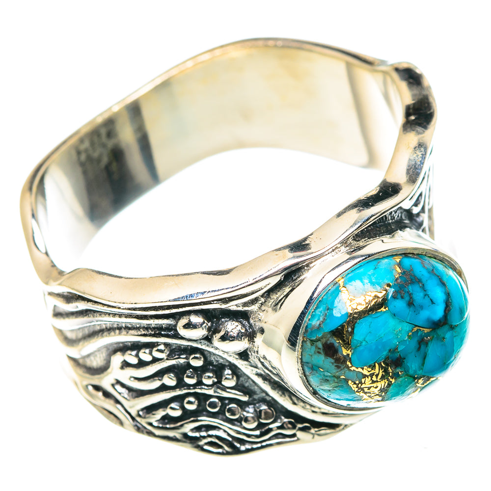 Blue Copper Composite Turquoise Rings handcrafted by Ana Silver Co - RING91575