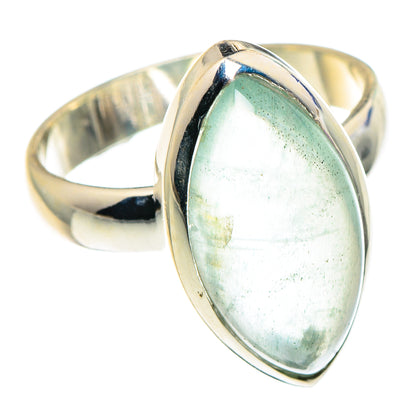 Sterling silver marquise-cut aquamarine ring, size 7, oval bezel-set gemstone