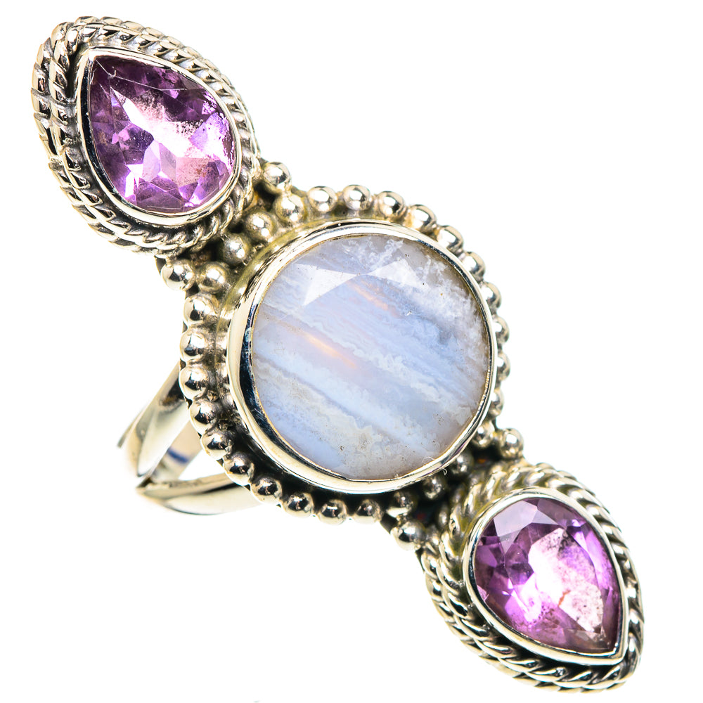 Blue Lace Agate Rings handcrafted by Ana Silver Co - RING91596