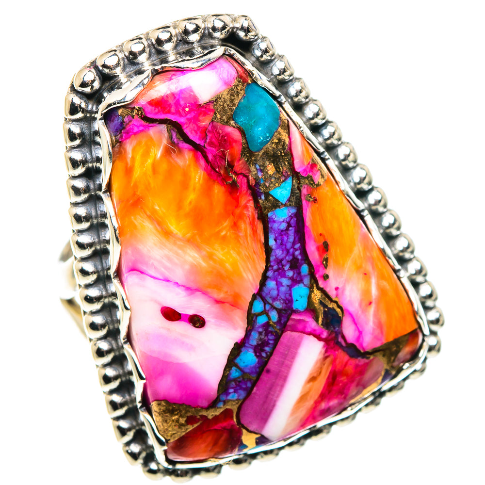 Purple Orange Copper Composite Turquoise Rings handcrafted by Ana Silver Co - RING91606