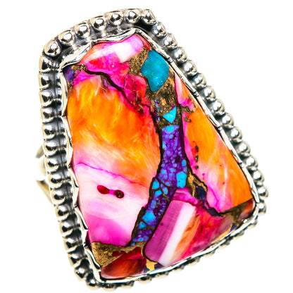 Purple Orange Copper Composite Turquoise Rings handcrafted by Ana Silver Co - RING91606