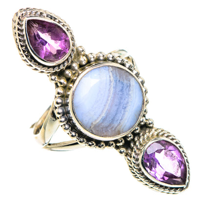 Blue Lace Agate Rings handcrafted by Ana Silver Co - RING91619