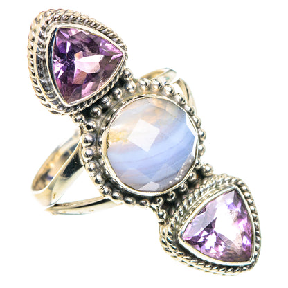 Blue Lace Agate Rings handcrafted by Ana Silver Co - RING91622