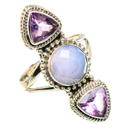 Blue Lace Agate Rings handcrafted by Ana Silver Co - RING91633