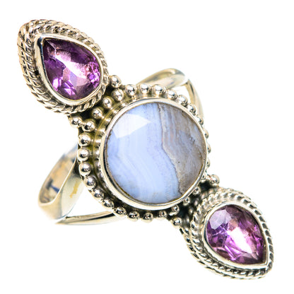 Blue Lace Agate Rings handcrafted by Ana Silver Co - RING91637