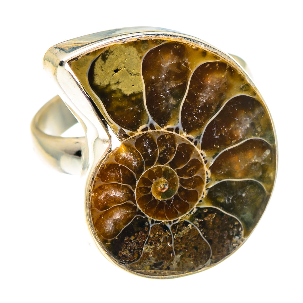 Ammonite Fossil Rings handcrafted by Ana Silver Co - RING91665
