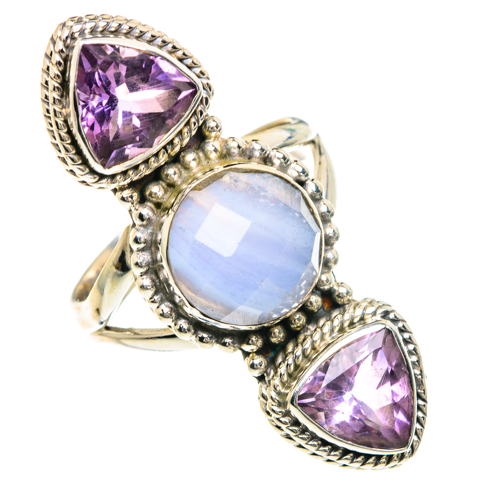 Blue Lace Agate Rings handcrafted by Ana Silver Co - RING91677