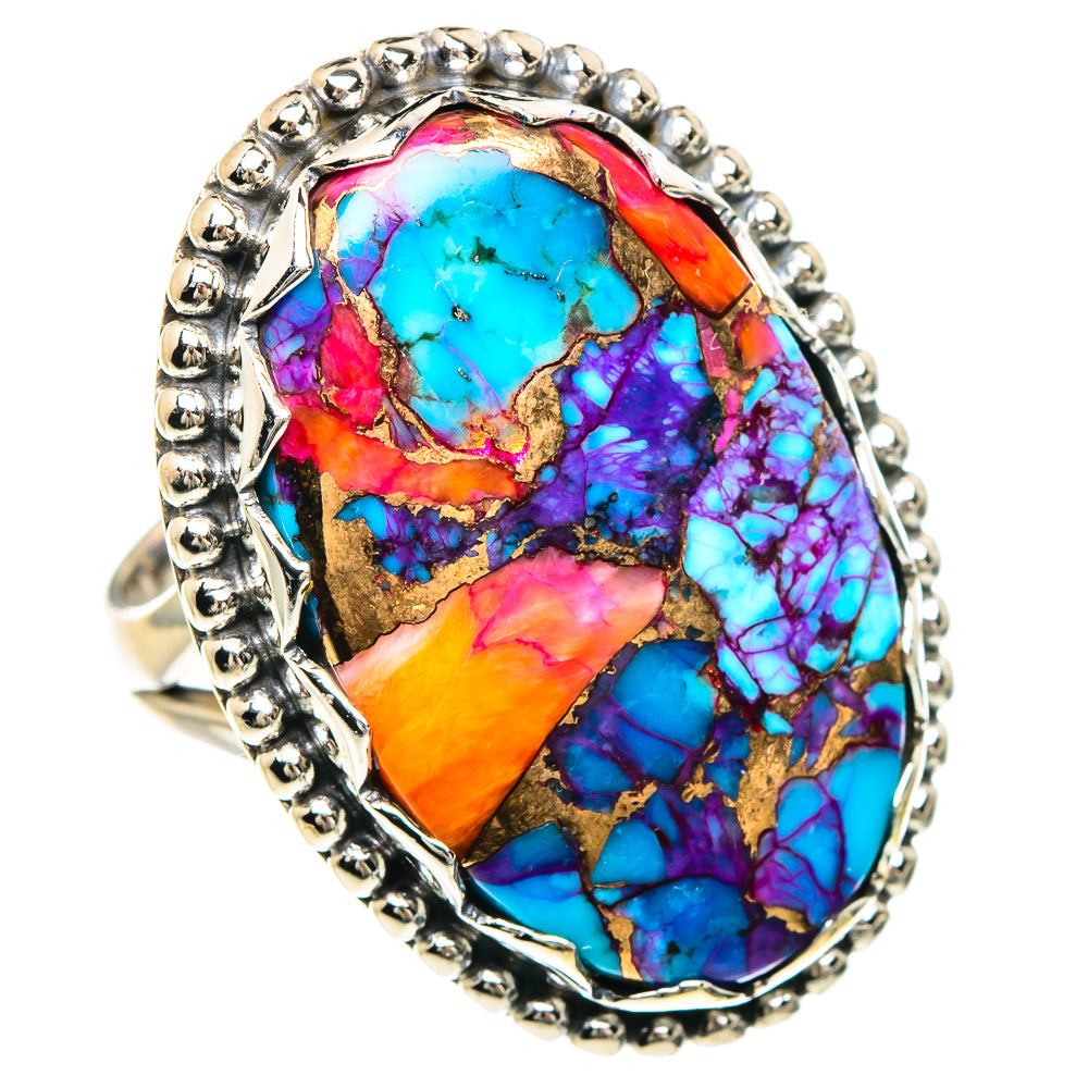 Purple Orange Copper Composite Turquoise Rings handcrafted by Ana Silver Co - RING91683