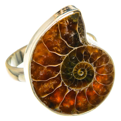 Ammonite Fossil Rings handcrafted by Ana Silver Co - RING91697