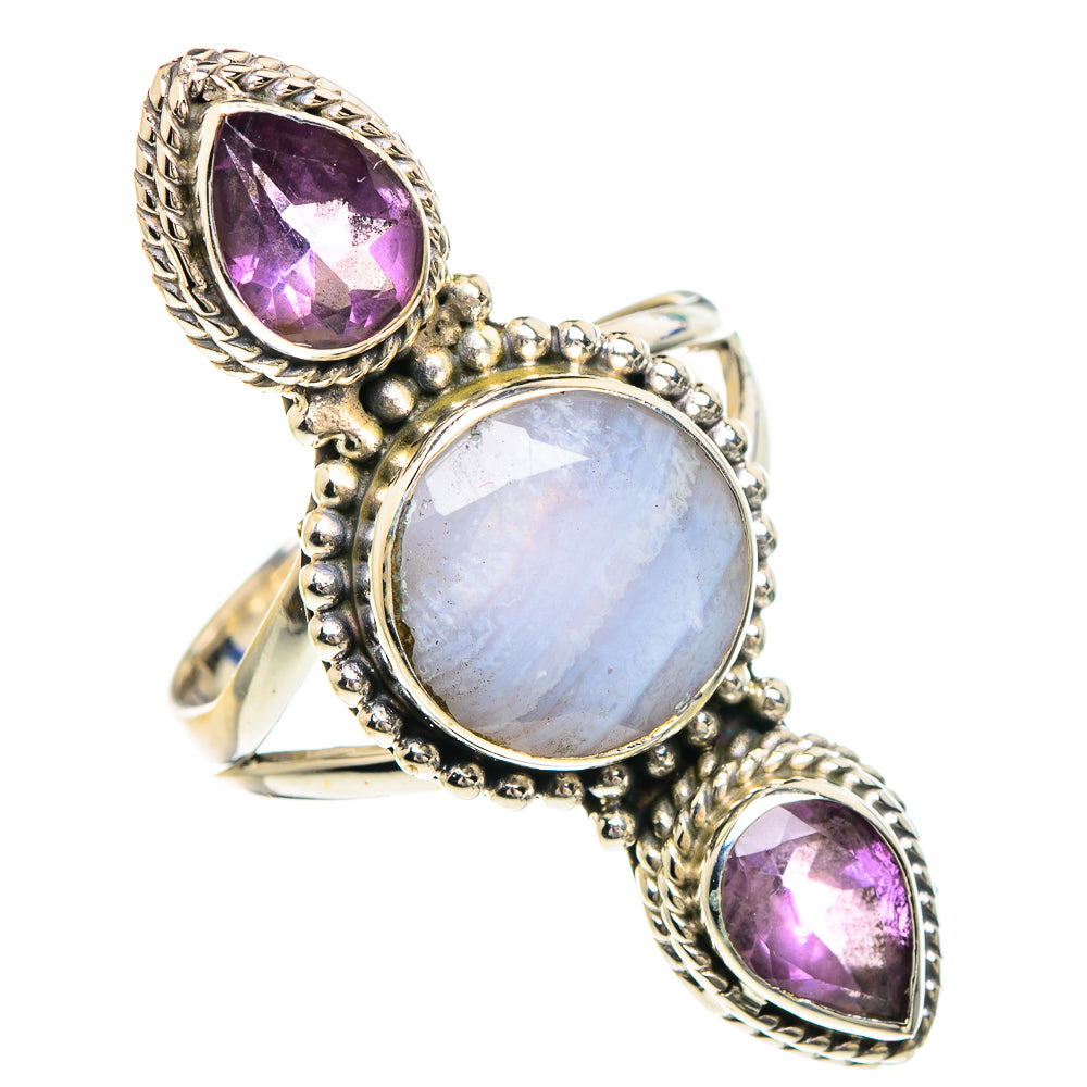 Blue Lace Agate Rings handcrafted by Ana Silver Co - RING91706