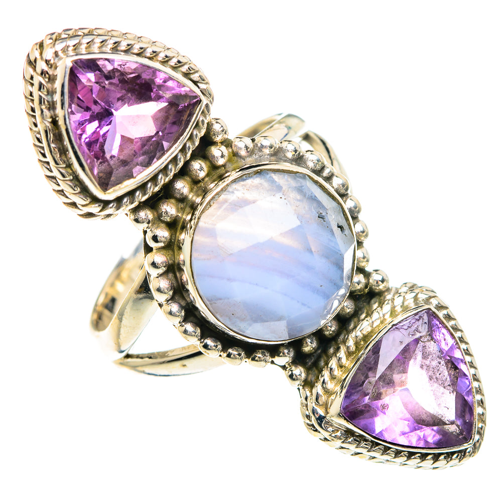 Blue Lace Agate Rings handcrafted by Ana Silver Co - RING91708