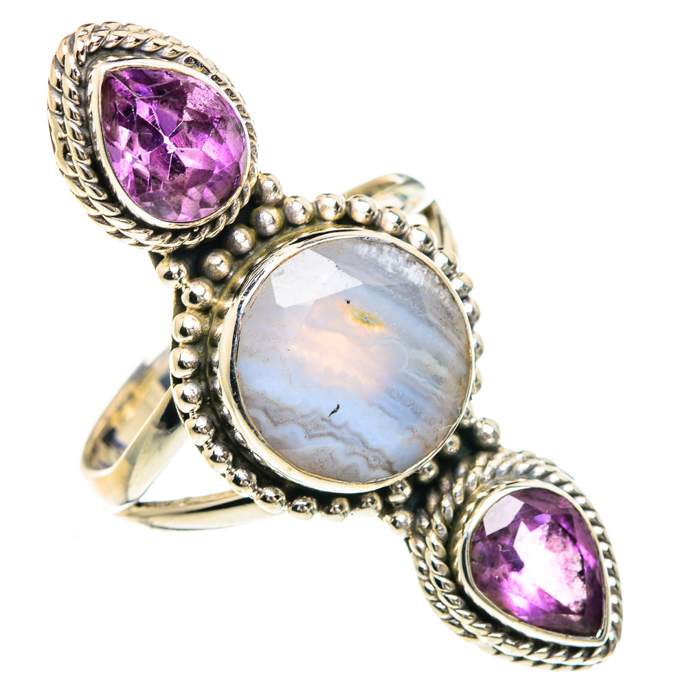 Blue Lace Agate Rings handcrafted by Ana Silver Co - RING91726