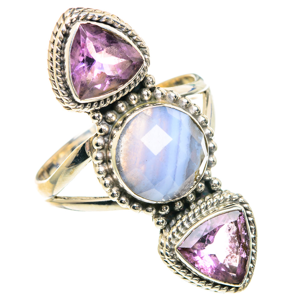 Blue Lace Agate Rings handcrafted by Ana Silver Co - RING91729