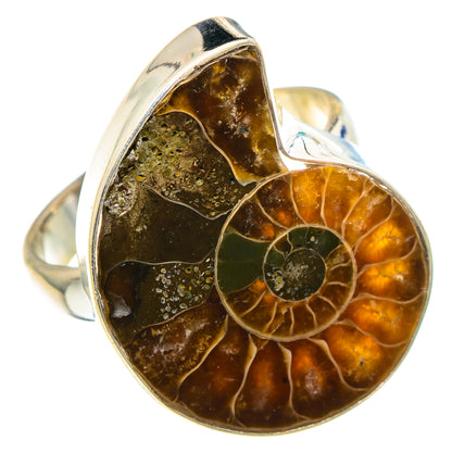 Ammonite Fossil Rings handcrafted by Ana Silver Co - RING91744
