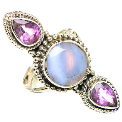 Blue Lace Agate Rings handcrafted by Ana Silver Co - RING91747