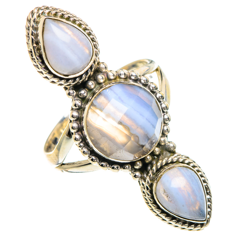 Blue Lace Agate Rings handcrafted by Ana Silver Co - RING91757