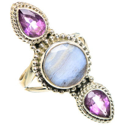 Blue Lace Agate Rings handcrafted by Ana Silver Co - RING91762