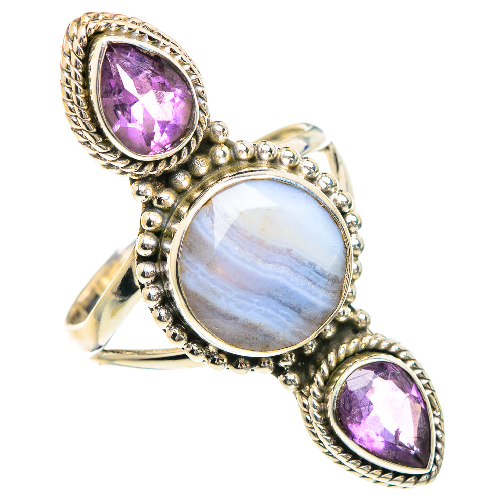 Blue Lace Agate Rings handcrafted by Ana Silver Co - RING91769