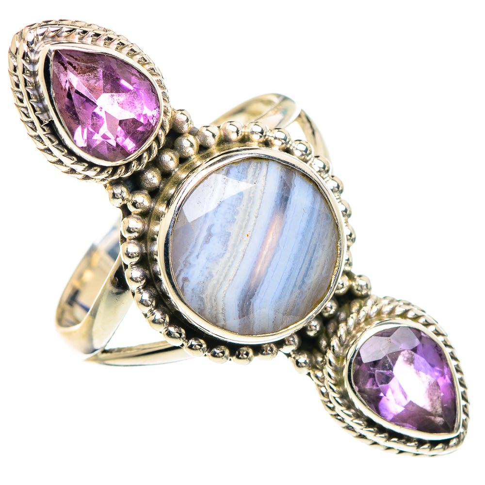 Blue Lace Agate Rings handcrafted by Ana Silver Co - RING91770