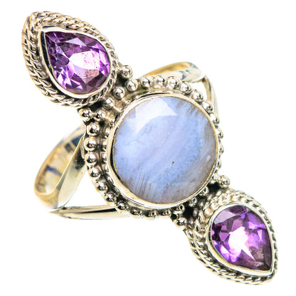 Blue Lace Agate Rings handcrafted by Ana Silver Co - RING91775
