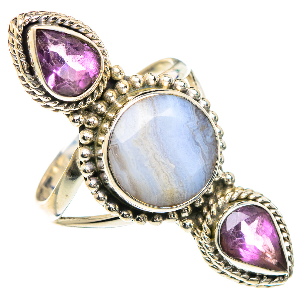 Blue Lace Agate Rings handcrafted by Ana Silver Co - RING91776