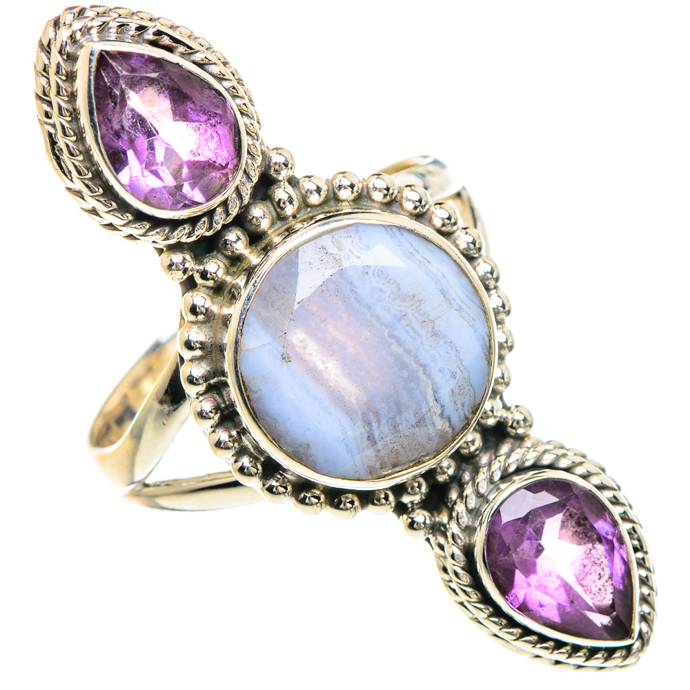 Blue Lace Agate Rings handcrafted by Ana Silver Co - RING91783