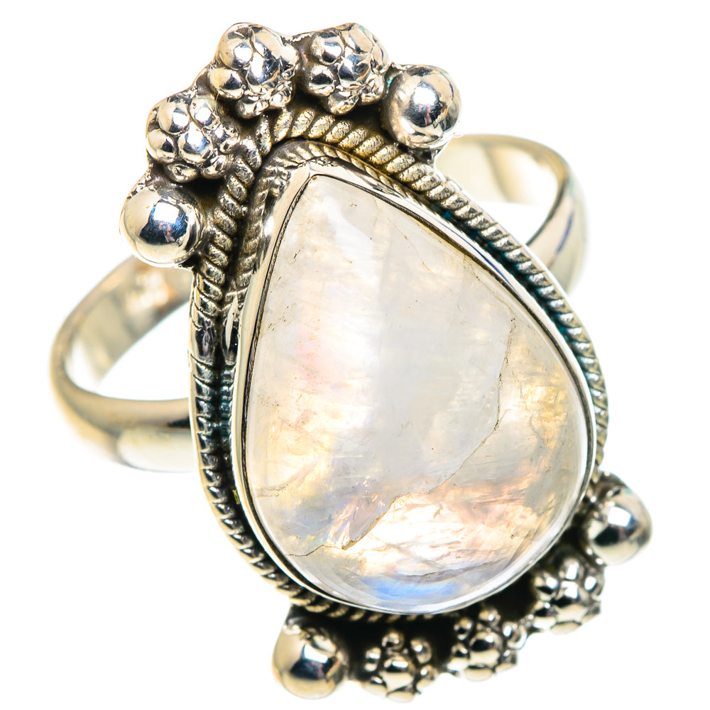 Rainbow Moonstone Rings handcrafted by Ana Silver Co - RING91830
