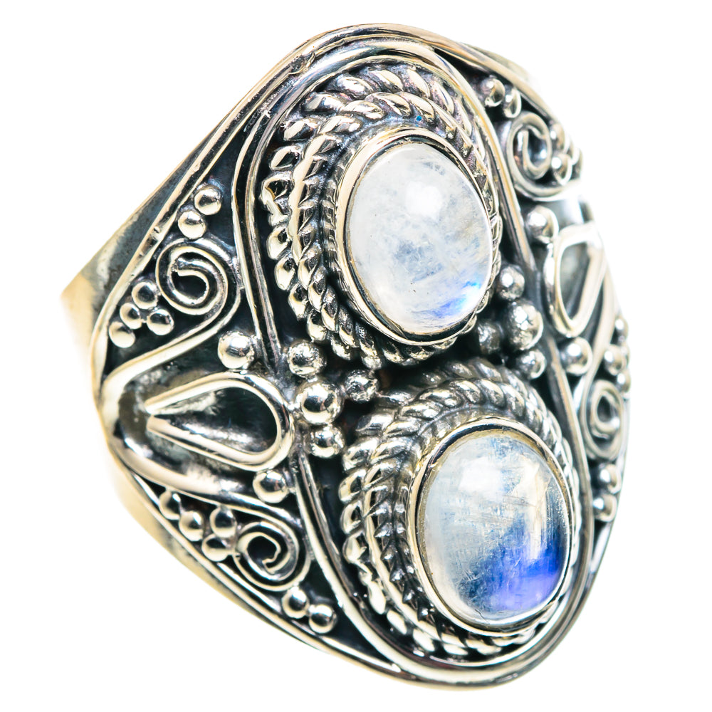 Rainbow Moonstone Rings handcrafted by Ana Silver Co - RING91831