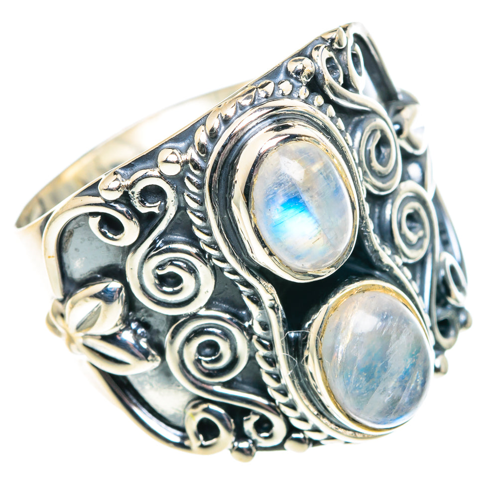 Rainbow Moonstone Rings handcrafted by Ana Silver Co - RING91856