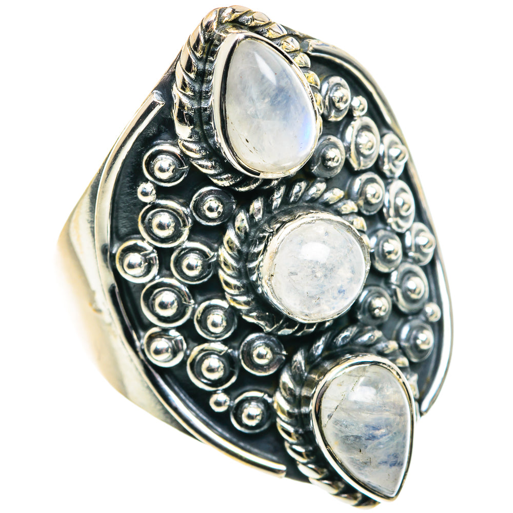Rainbow Moonstone Rings handcrafted by Ana Silver Co - RING91907