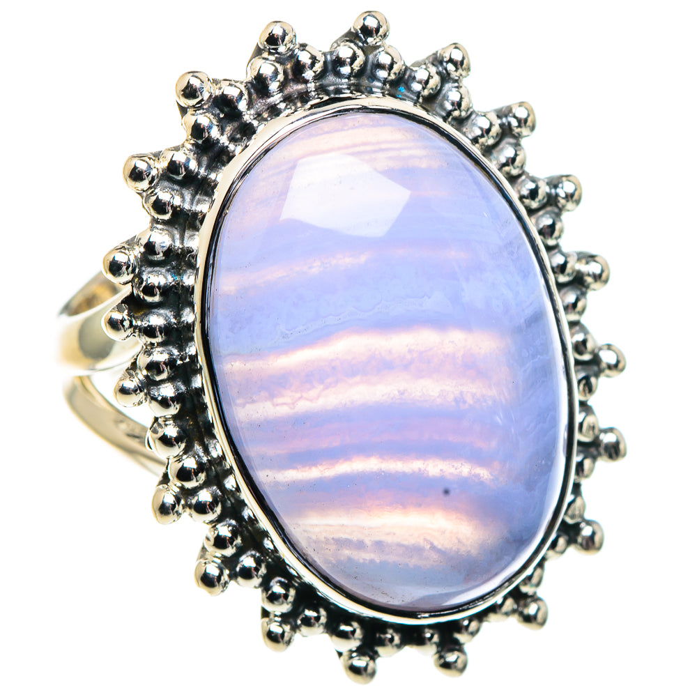 Blue Lace Agate Rings handcrafted by Ana Silver Co - RING91953