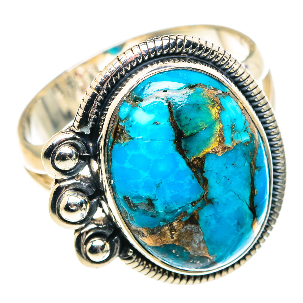 Blue Copper Composite Turquoise Rings handcrafted by Ana Silver Co - RING91958
