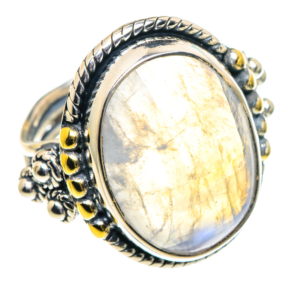 Rainbow Moonstone Rings handcrafted by Ana Silver Co - RING92000