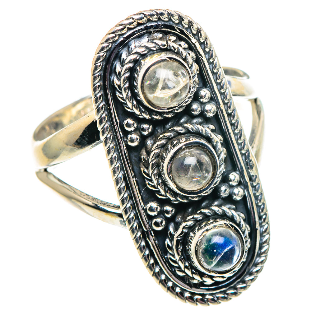 Rainbow Moonstone Rings handcrafted by Ana Silver Co - RING92002 - Photo 2