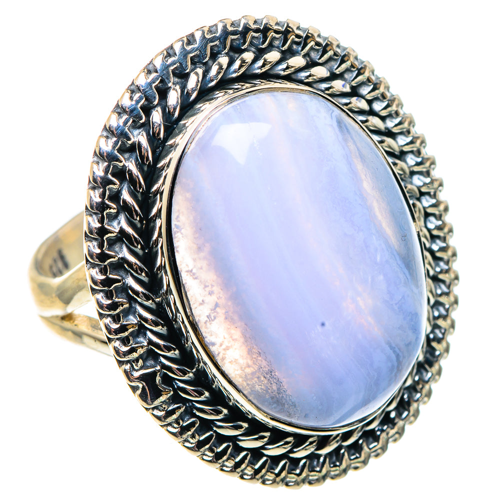 Blue Lace Agate Rings handcrafted by Ana Silver Co - RING92036