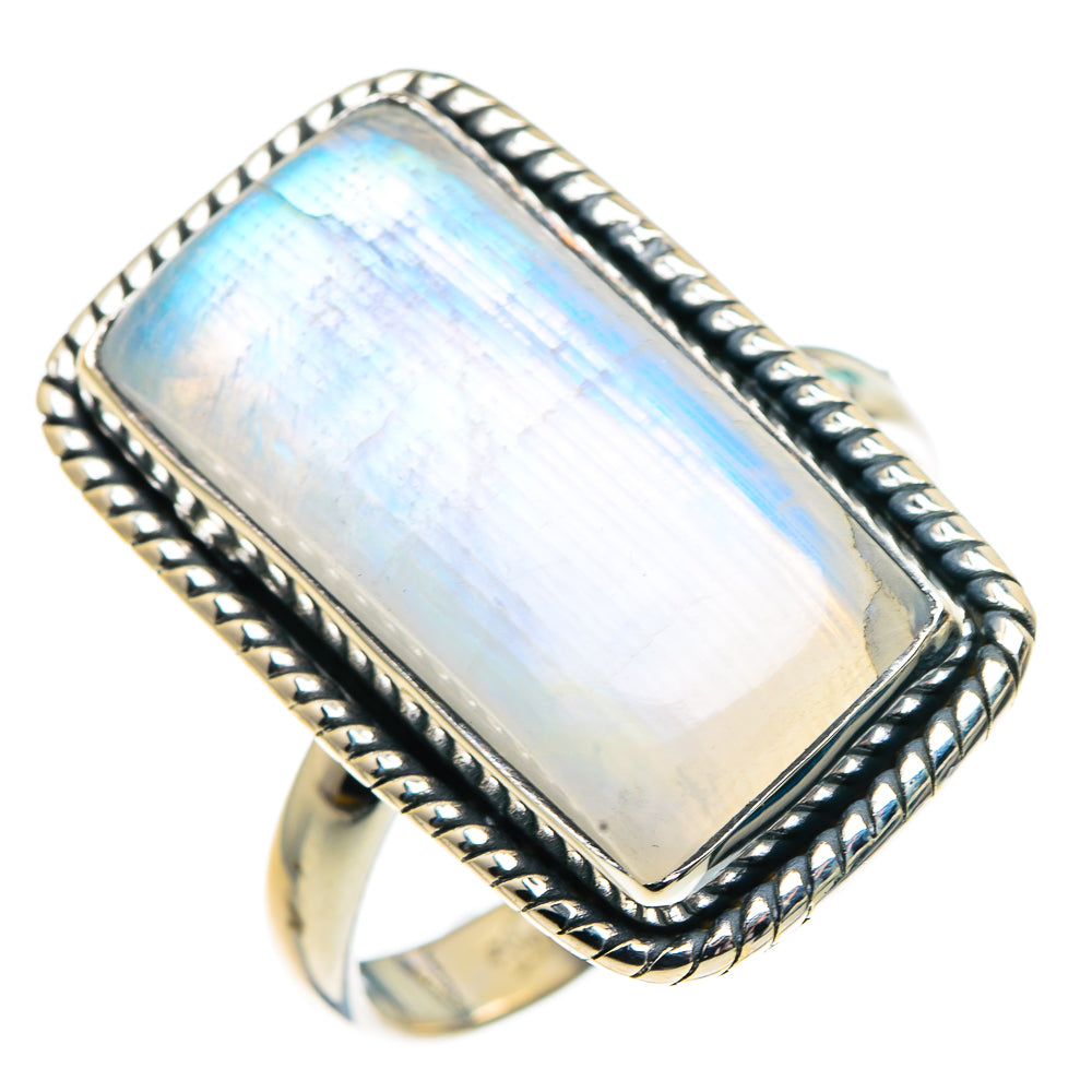 Rainbow Moonstone Rings handcrafted by Ana Silver Co - RING92071