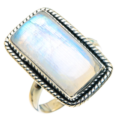 Rainbow Moonstone Rings handcrafted by Ana Silver Co - RING92071