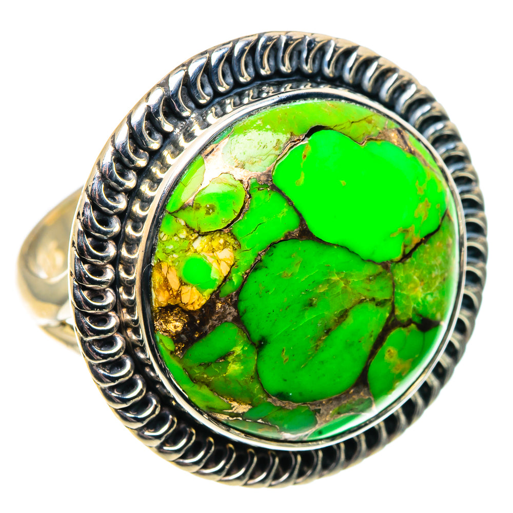 Green Copper Composite Turquoise Rings handcrafted by Ana Silver Co - RING92104