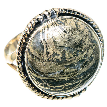 Pyrite Agate Rings handcrafted by Ana Silver Co - RING92139