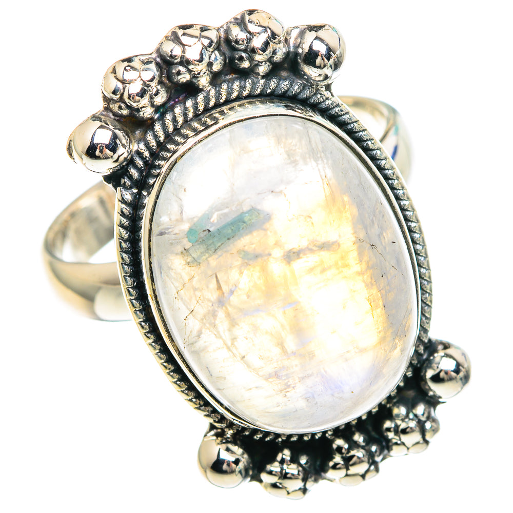 Rainbow Moonstone Rings handcrafted by Ana Silver Co - RING92143